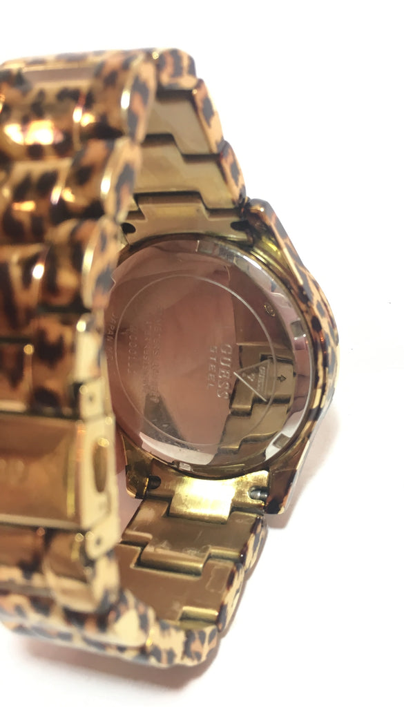GUESS Leopard Print Gold Watch | Pre Loved |