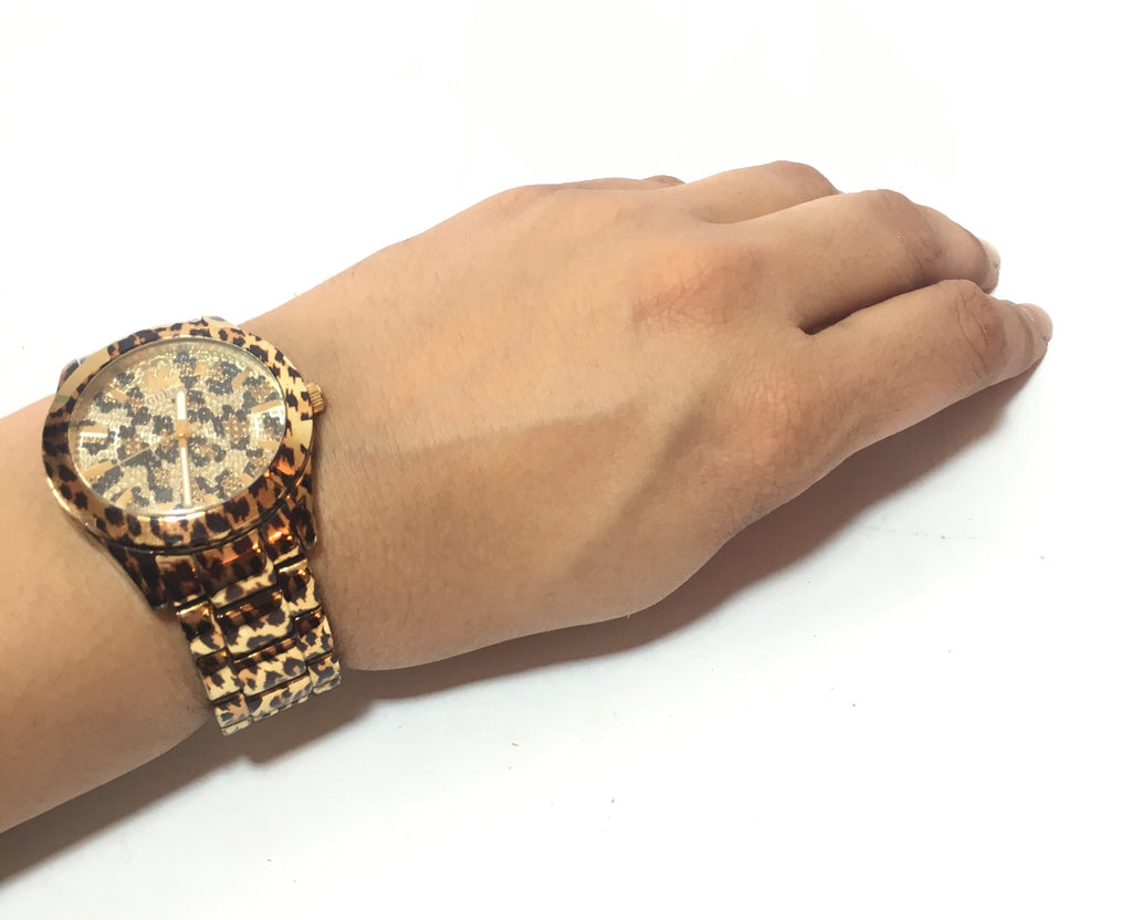 GUESS Leopard Print Gold Watch | Pre Loved |