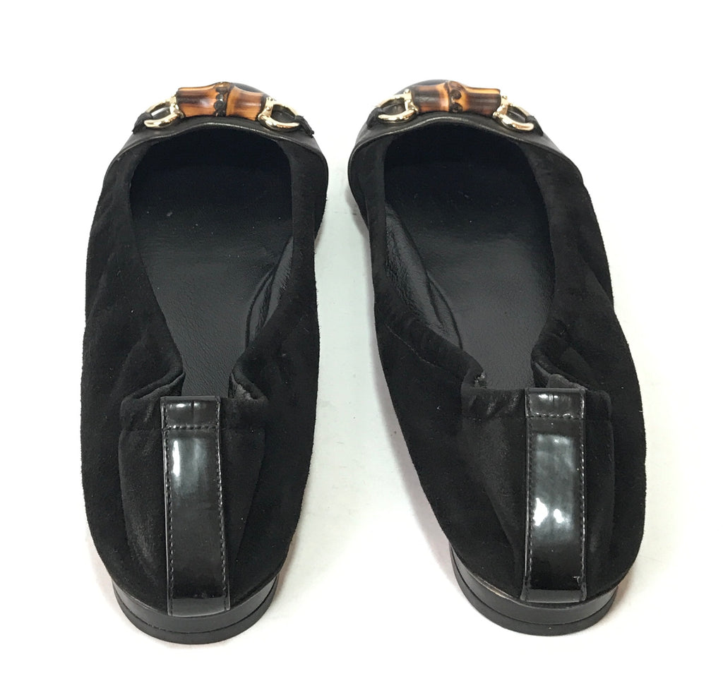 Gucci Black Suede Bamboo Horse Bit Ballet Flats | Pre Loved |