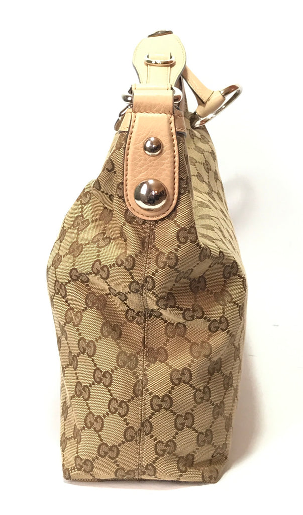 Gucci Beige Monogram Canvas & Leather Shoulder Bag | Gently Used |