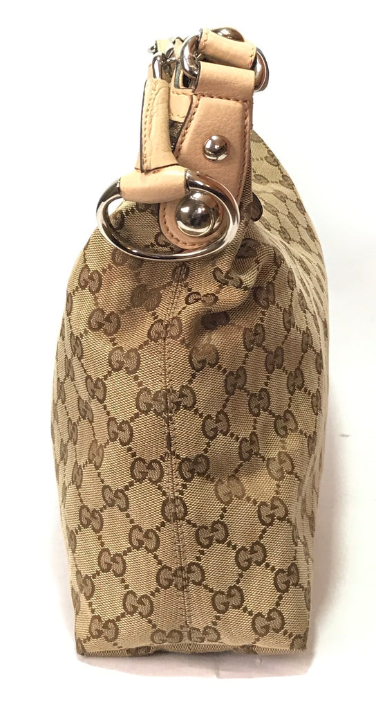 Gucci Beige Monogram Canvas & Leather Shoulder Bag | Gently Used |