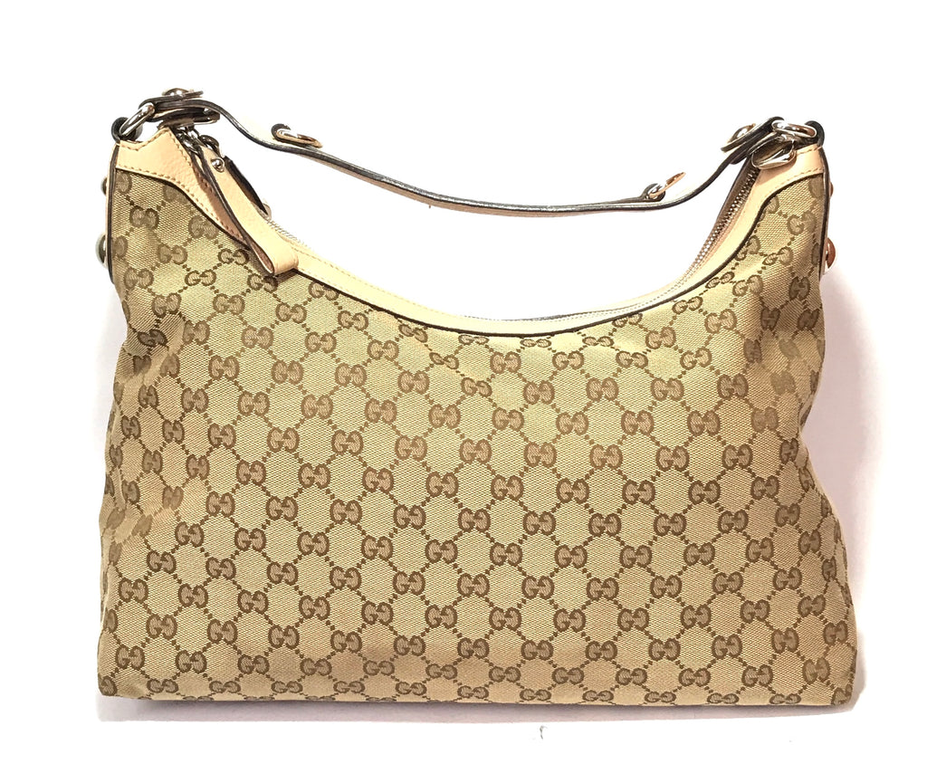 Gucci Beige Monogram Canvas & Leather Shoulder Bag | Gently Used |