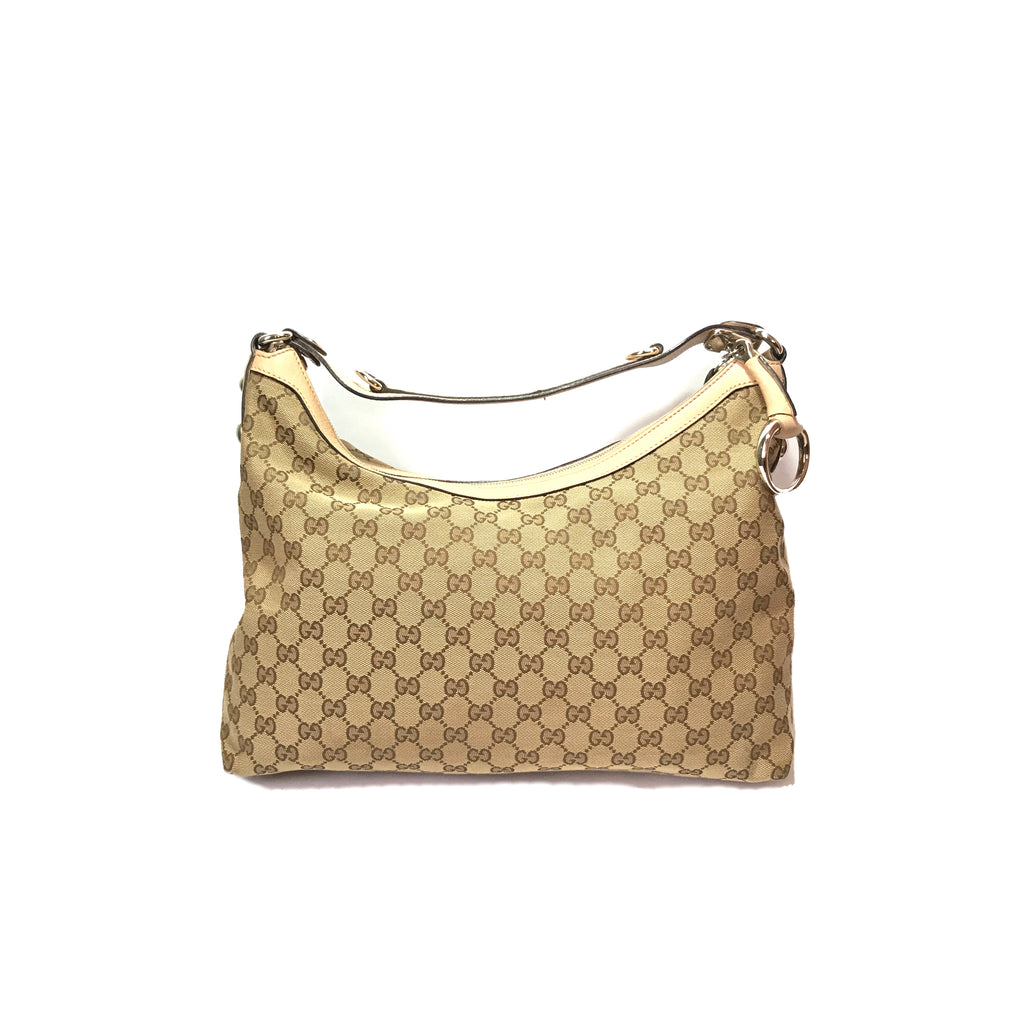 Gucci Beige Monogram Canvas & Leather Shoulder Bag | Gently Used |