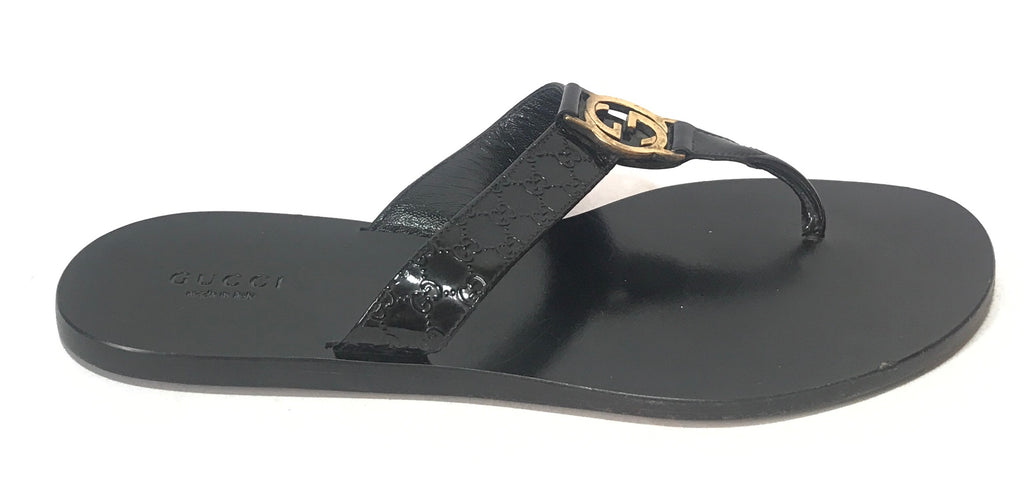 Gucci GG Black Thong Sandals | Pre Loved |