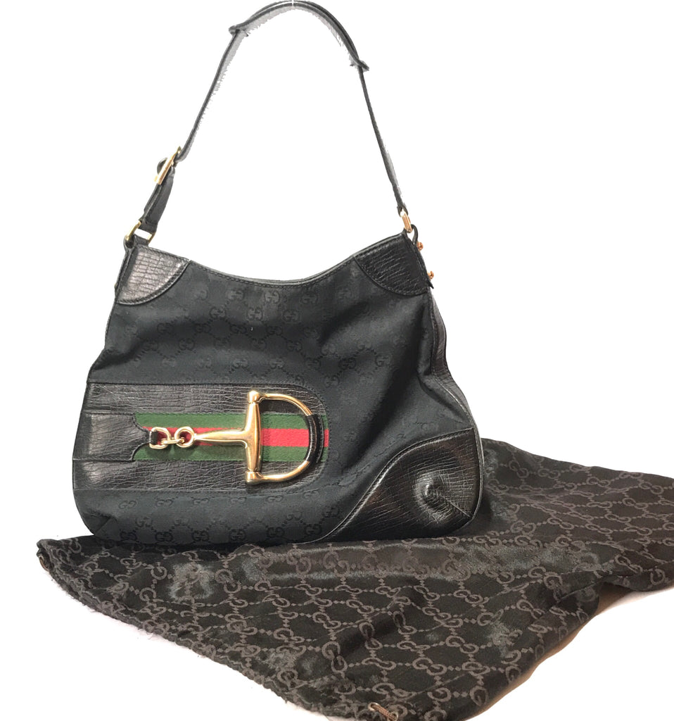 Gucci Black Monogram Shoulder Bag | Pre Loved |