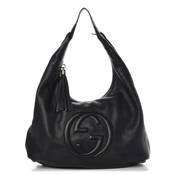 Gucci Black Pebbled Leather Soho Hobo Shoulder Bag | Like New |