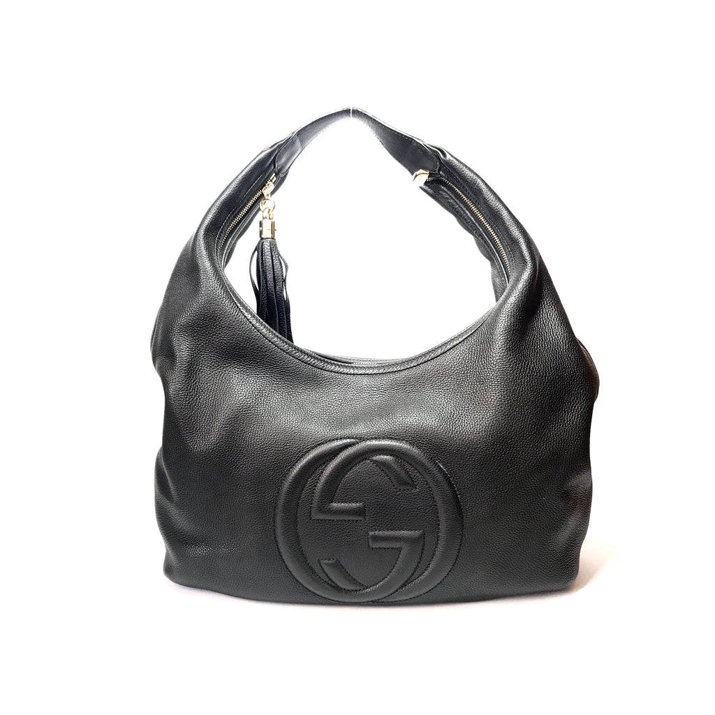Gucci Black Pebbled Leather Soho Hobo Shoulder Bag | Like New |