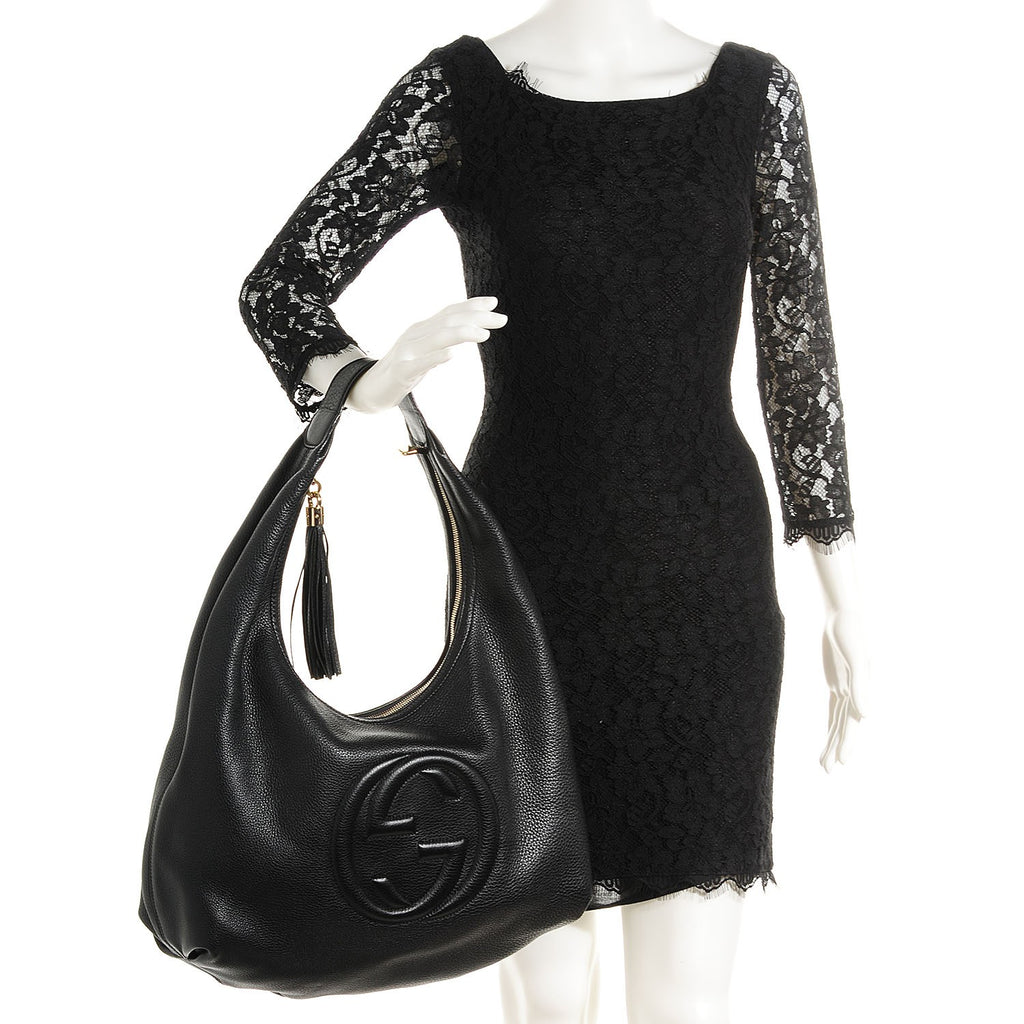 Gucci Black Pebbled Leather Soho Hobo Shoulder Bag | Like New |