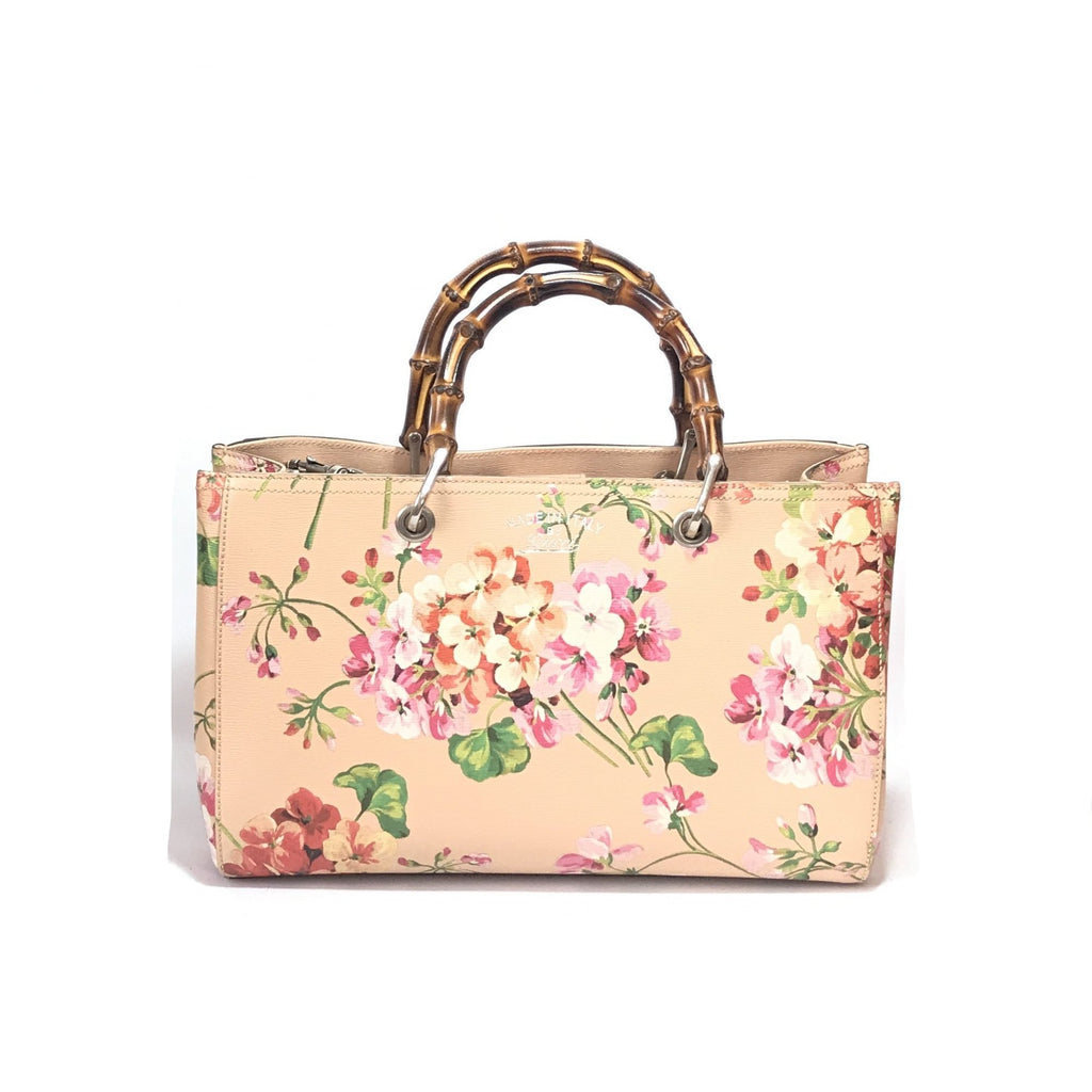 Gucci Bamboo Shopper Blooms Leather Tote Bag | Like New |