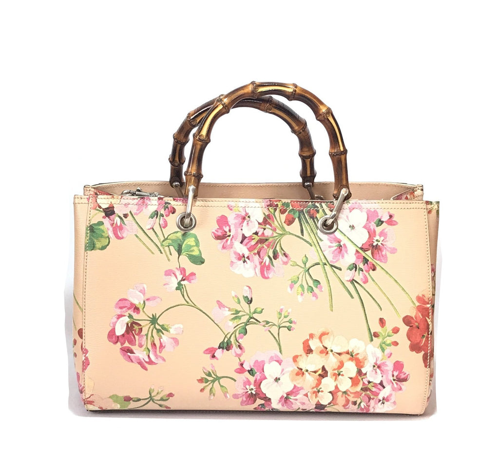 Gucci Bamboo Shopper Blooms Leather Tote Bag | Like New |