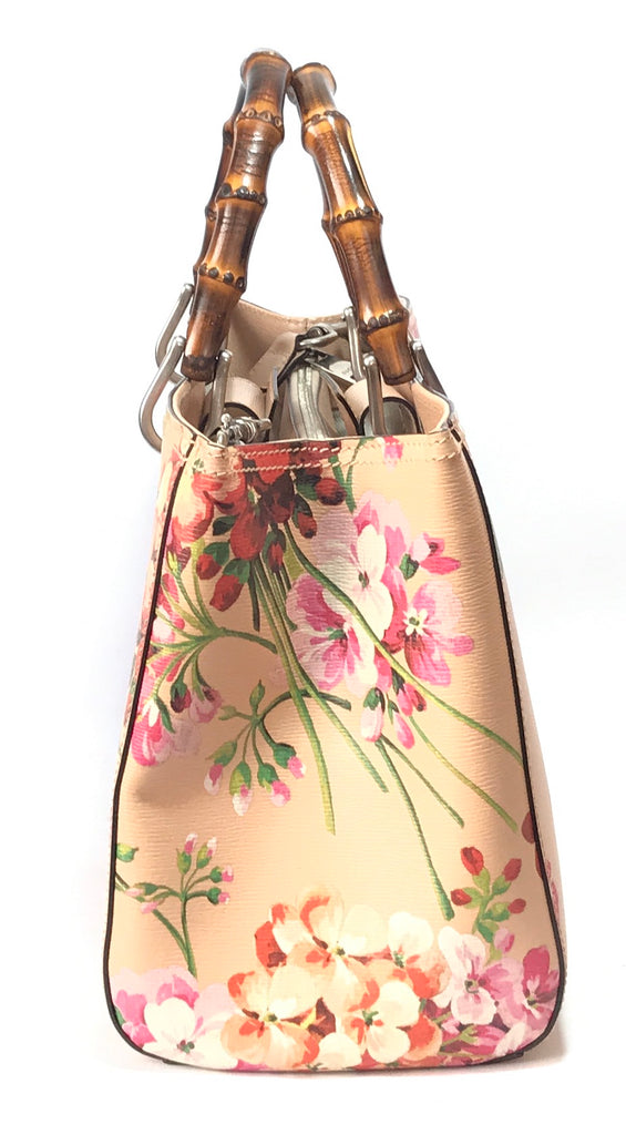 Gucci Bamboo Shopper Blooms Leather Tote Bag | Like New |