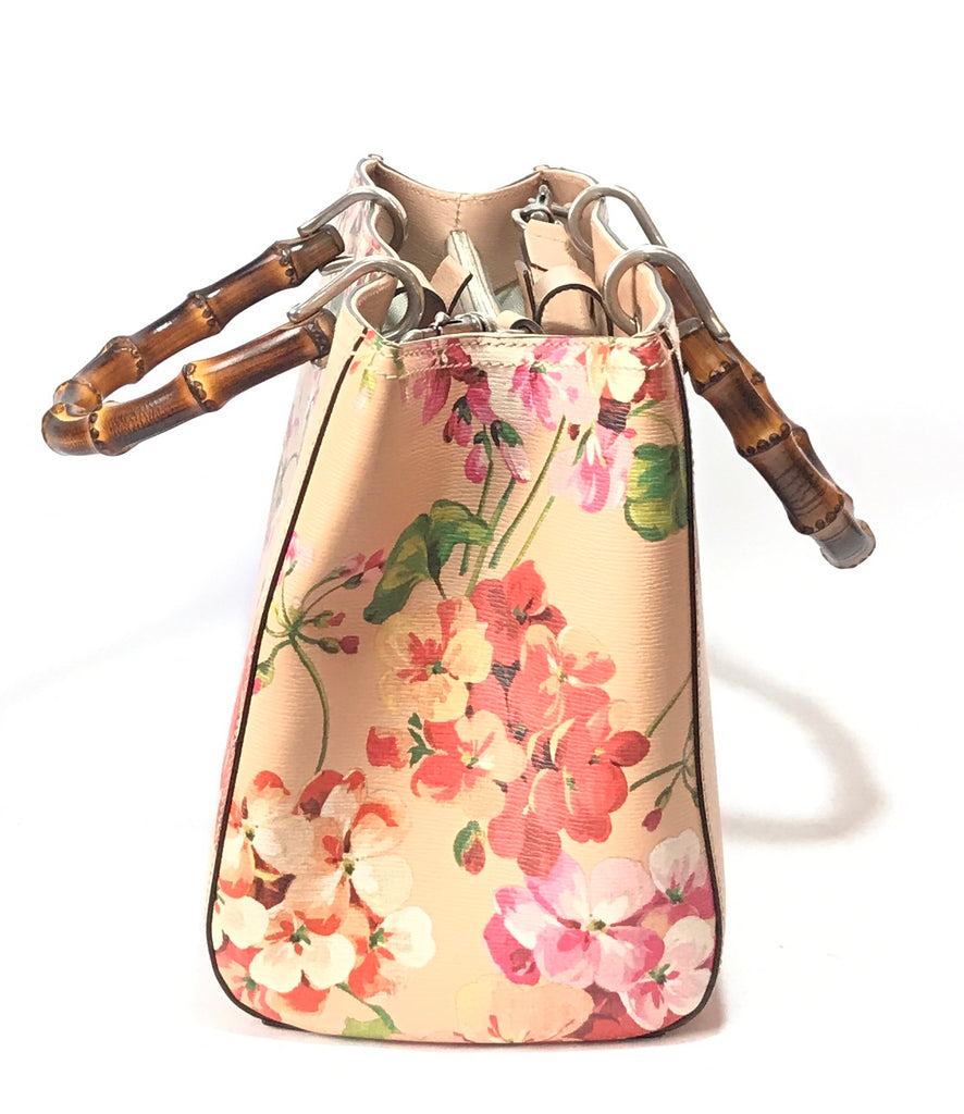 Gucci Bamboo Shopper Blooms Leather Tote Bag | Like New |