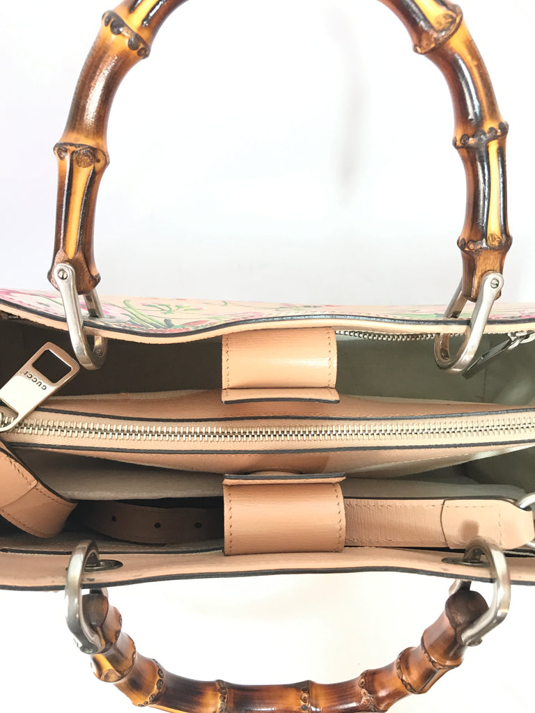 Gucci Bamboo Shopper Blooms Leather Tote Bag | Like New |