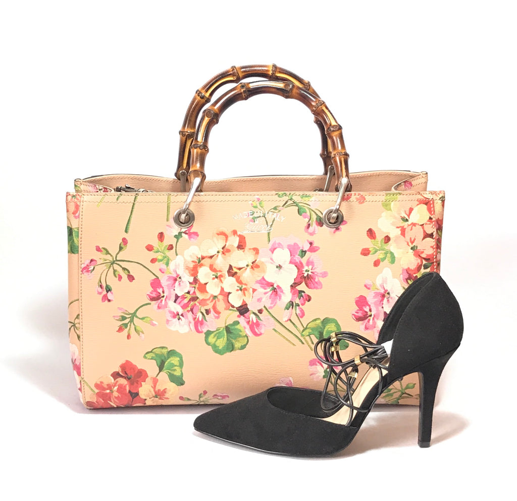 Gucci Bamboo Shopper Blooms Leather Tote Bag | Like New |