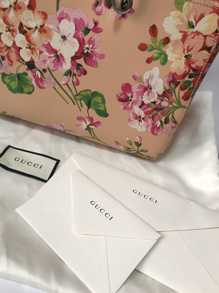 Gucci Bamboo Shopper Blooms Leather Tote Bag | Like New |