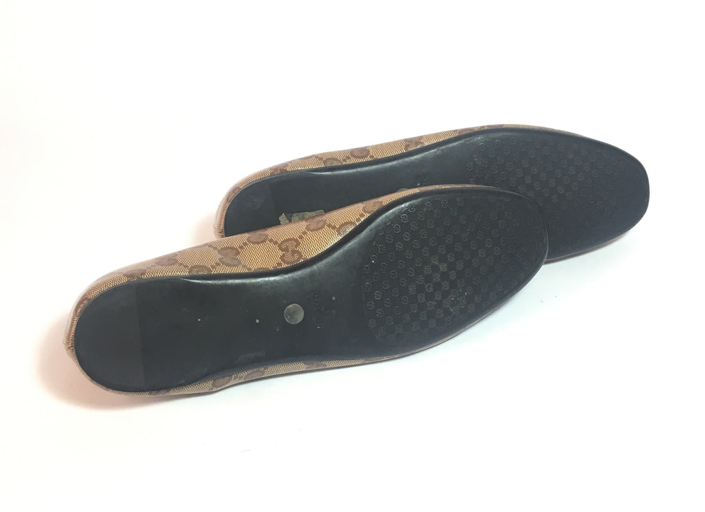 Gucci Monogrammed Coated Canvas Ballet Flats | Gently Used |