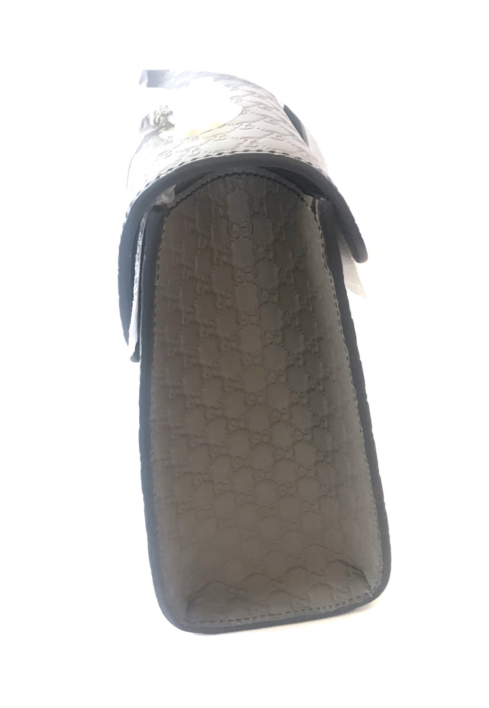 Gucci Grey Emily Guccisma Medium Leather Chain Shoulder Bag | Brand New |