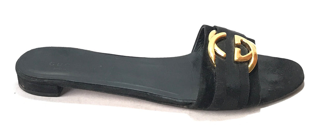Gucci Black & Gold GG Logo Flats | Pre Loved |
