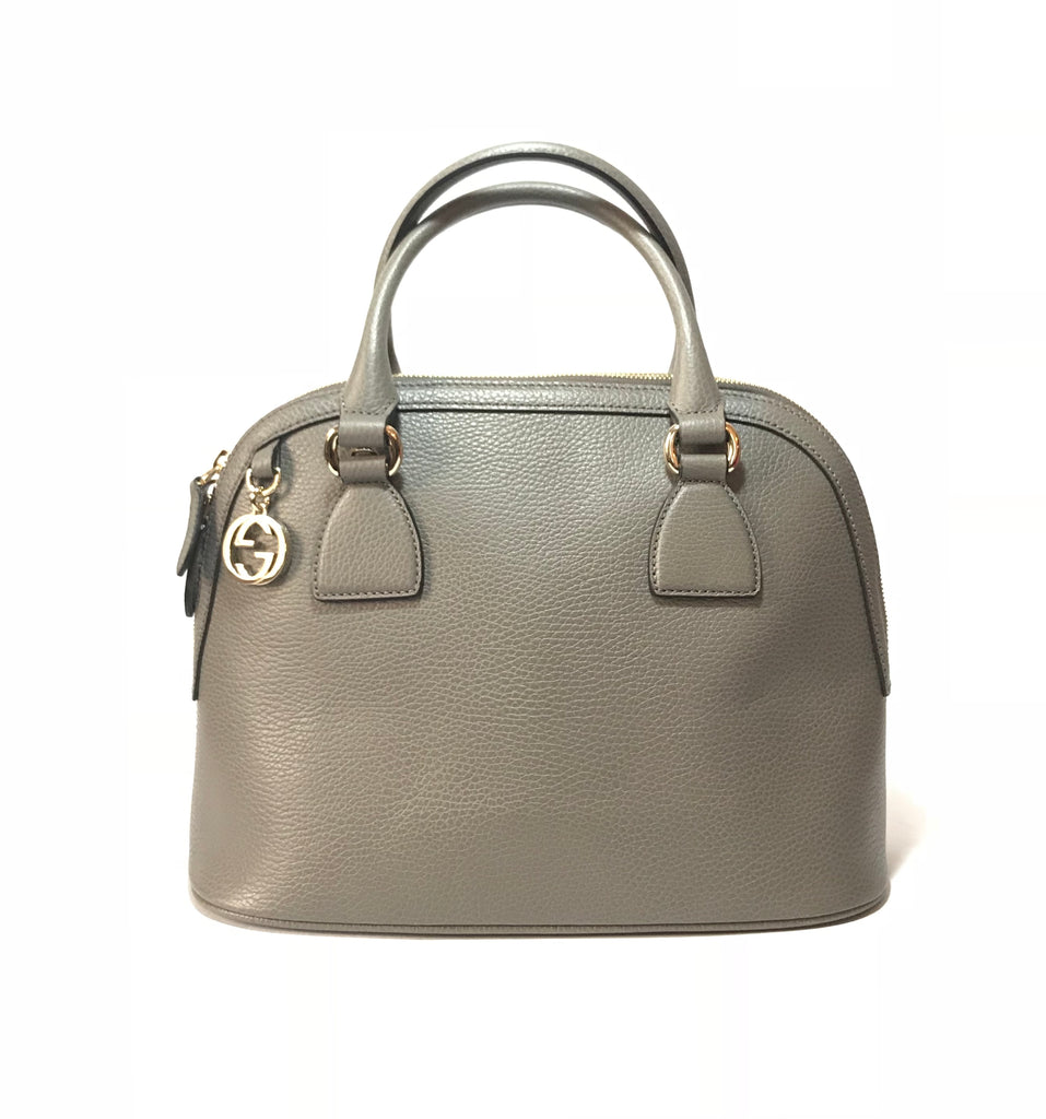 Gucci 'Dome GG Charm' Grey Leather Satchel | Like New |