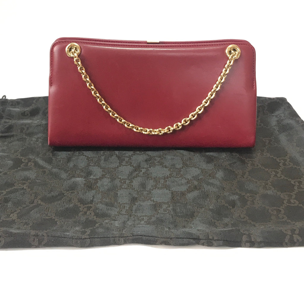 Gucci Maroon Structured Shoulder Bag | Pre Loved |