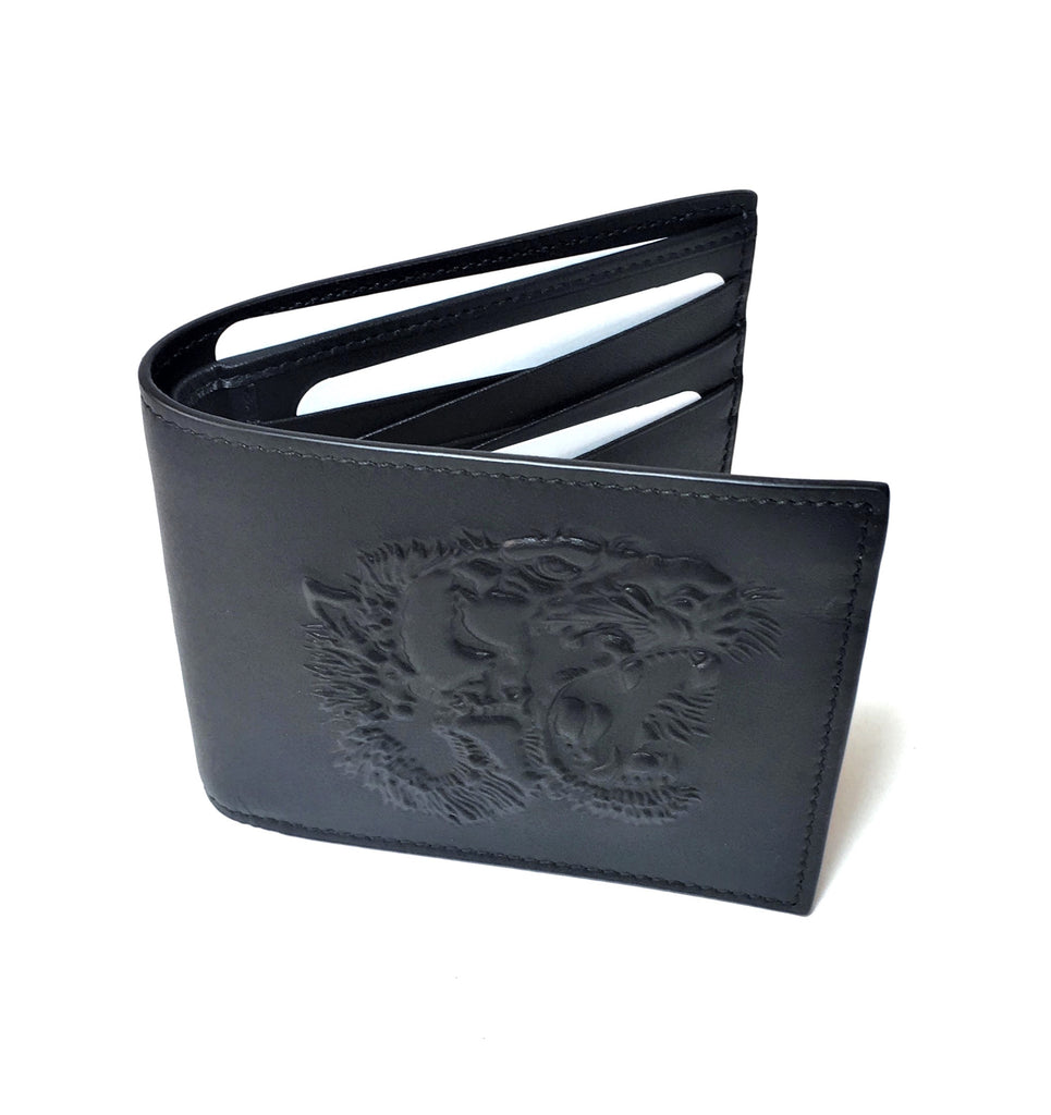 Gucci Men's Tiger Embossed Black Leather Bi-fold Wallet | Brand New |