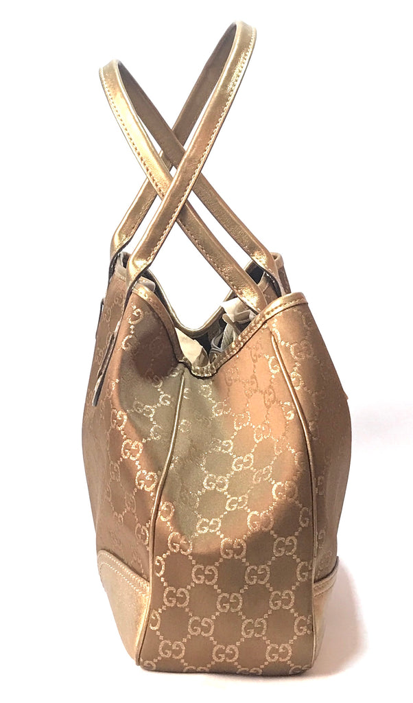 Gucci PRINCY Monogram Metallic Canvas & Leather Tote Bag | Gently Used |
