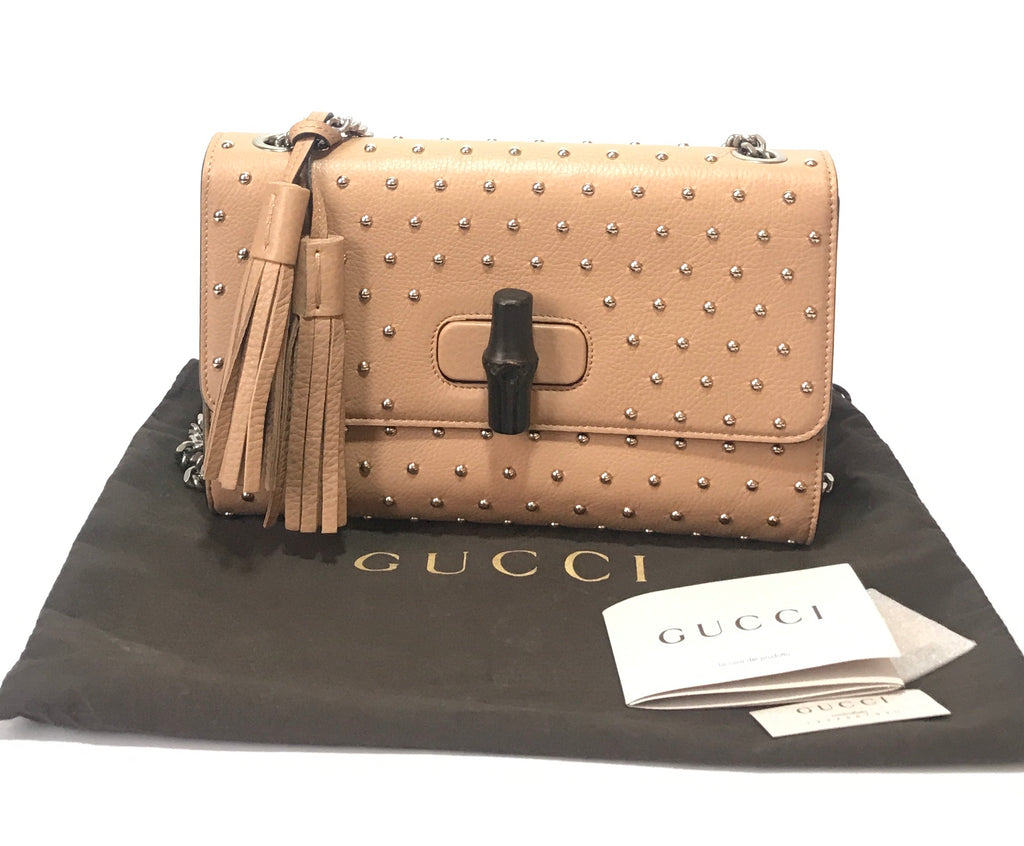 Gucci 'Miss Bamboo' Medium Studded Leather Shoulder Bag | Like New |