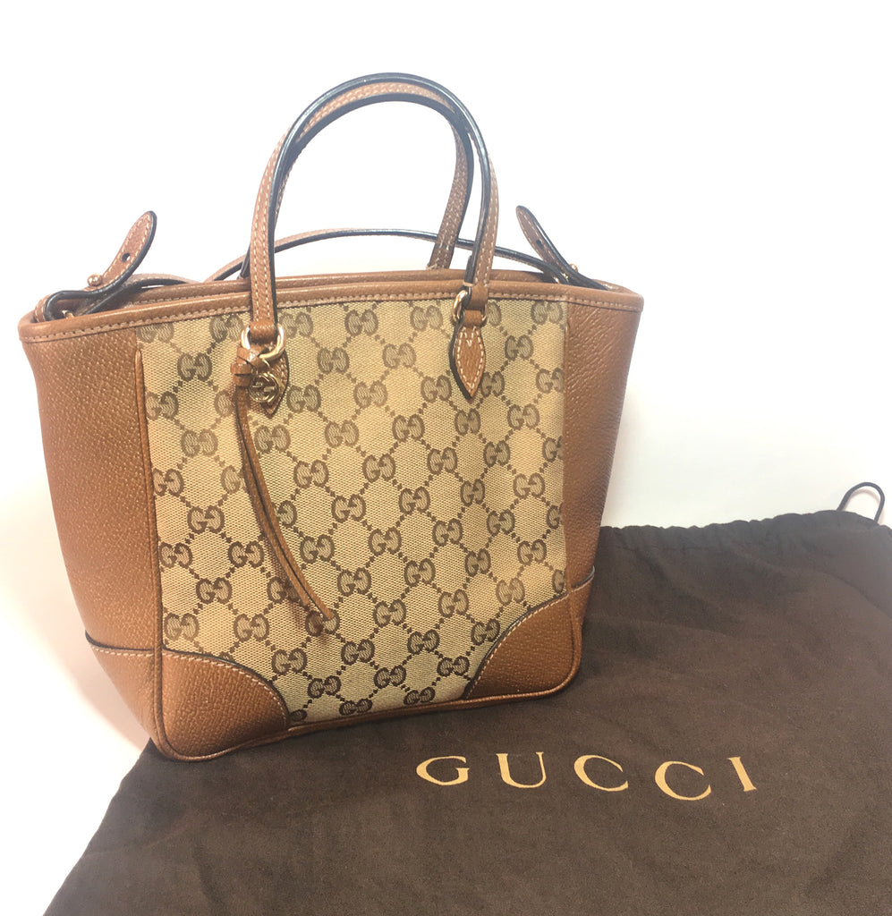 Gucci GG Canvas and Leather Bree Mini Top Handle Tote Bag | Gently Used |