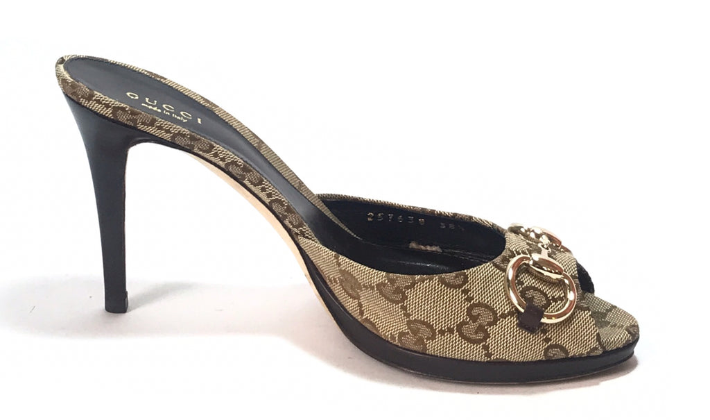 Gucci GG Ebony Horsebit Monogram Heels | Pre Loved |