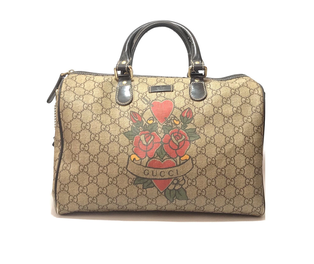 Gucci Monogram Tattoo Heart Medium Joy Boston Tote | Pre Loved |
