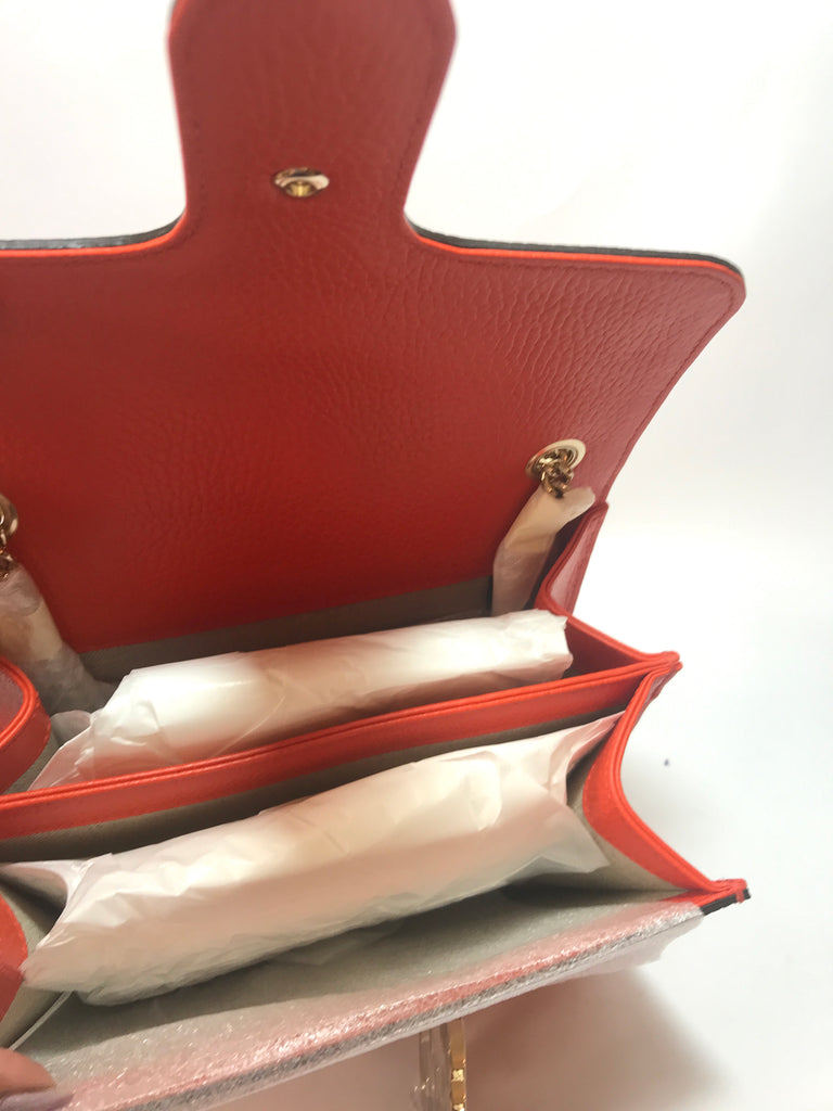 Gucci Orange Interlocking GG Pebbled Leather Small Shoulder Bag | Brand New |