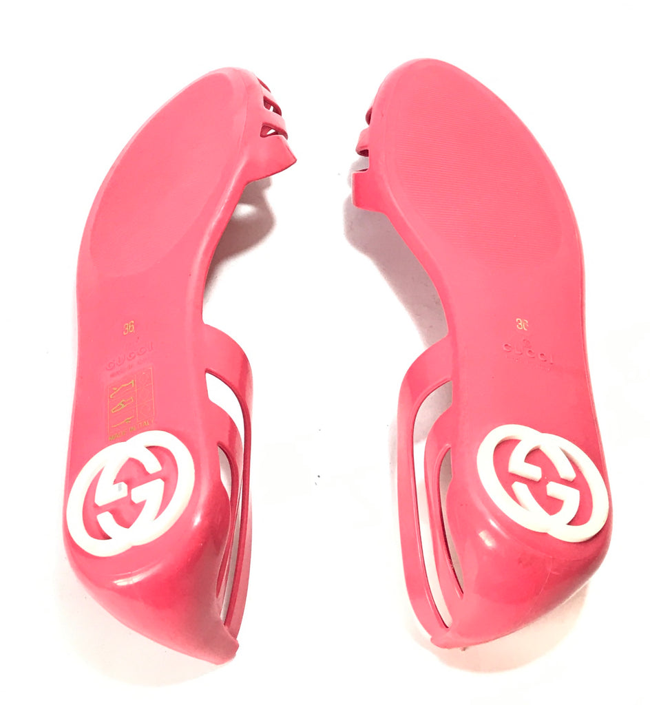 Gucci Pink Jelly 'Marola' Peep Toe Sandals | Gently Used |