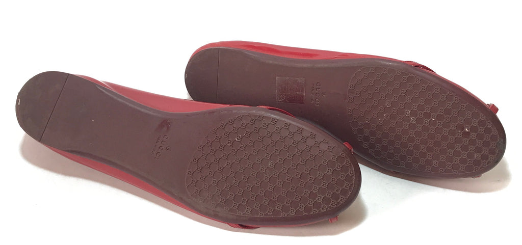 Gucci Red Interlocking Logo Patent Leather Ballet Flats | Gently Used |