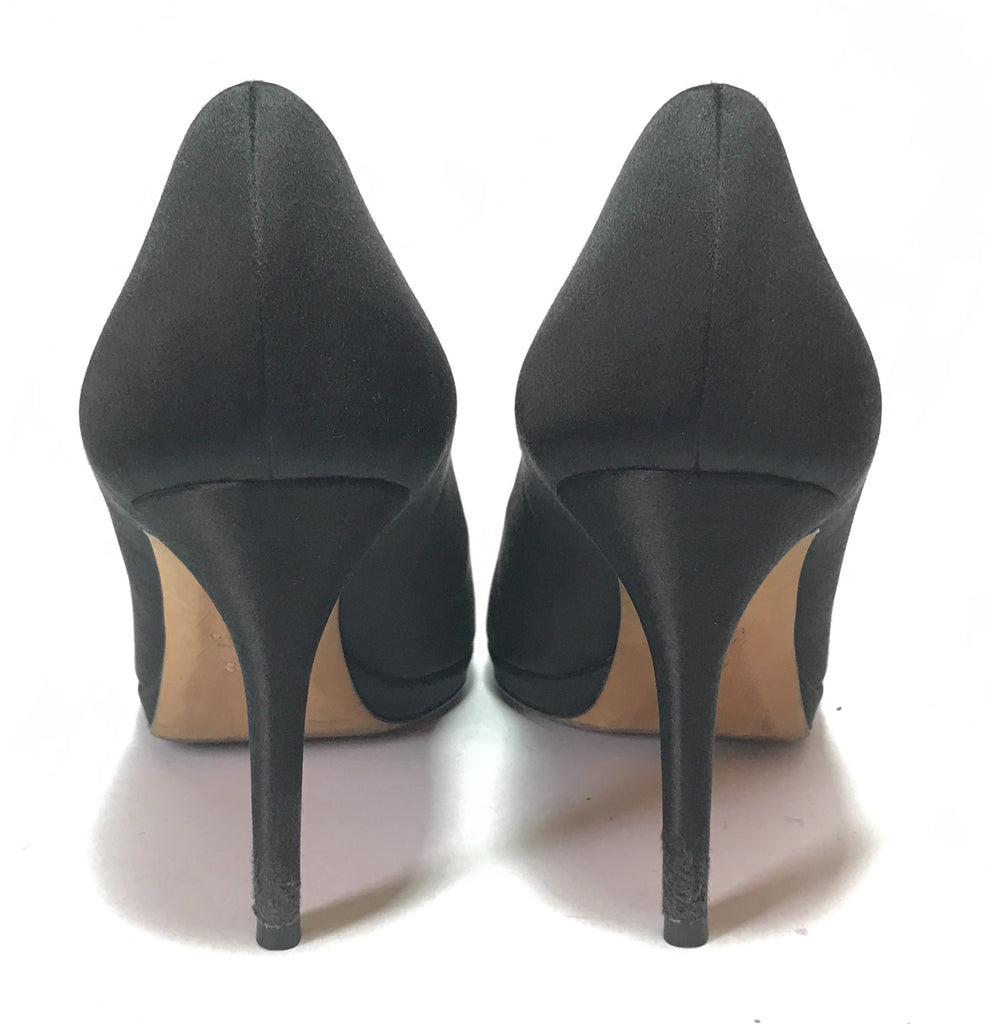 Gucci Black Satin Crystal Horse-bit Peep Toe Pumps | Pre Loved |
