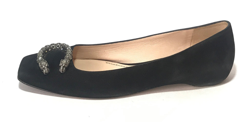 Gucci 'Dionysus' Black Suede Ballet Flats | Pre Loved |