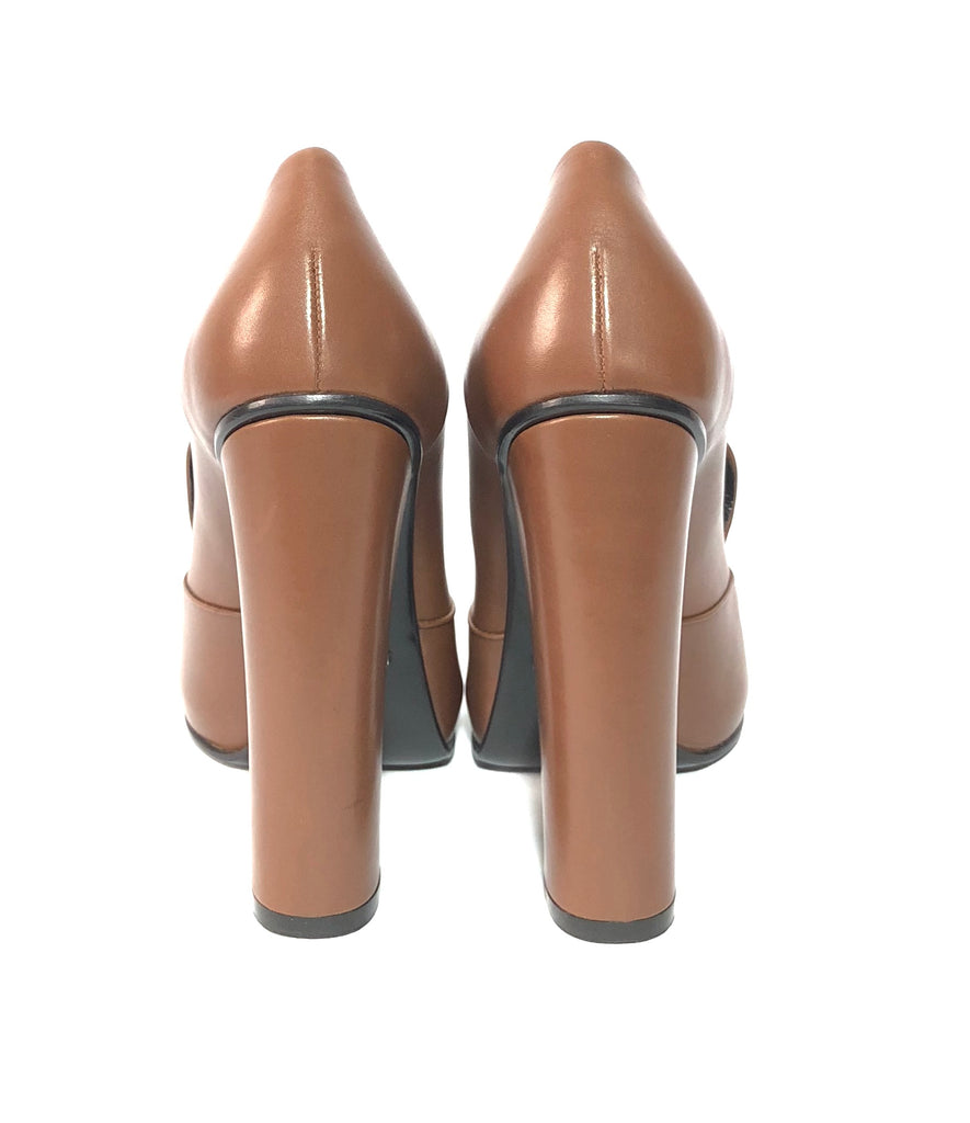 Gucci Brown Leather 'Horsebit' Square-toe Pumps | Gently Used |