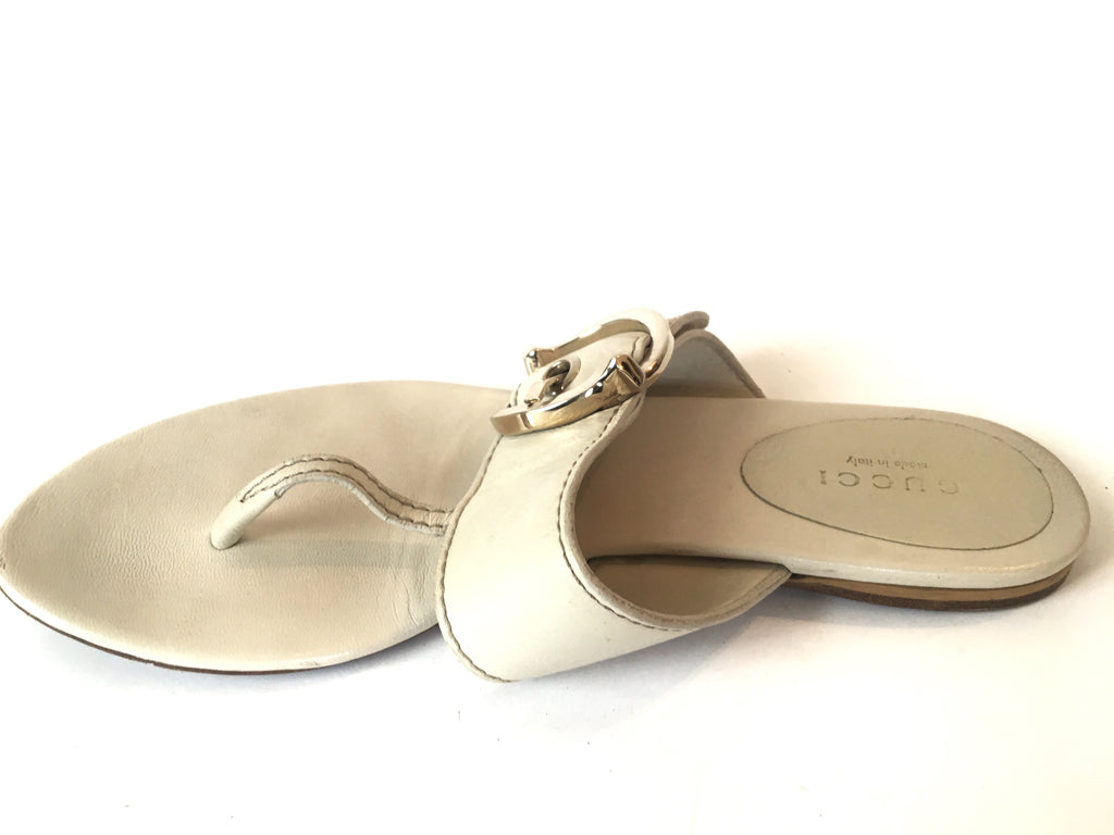 Gucci White Leather Sandals | Pre Loved |