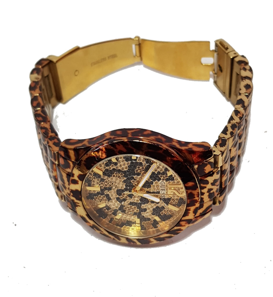 GUESS Leopard Print Gold Watch | Gently Used |