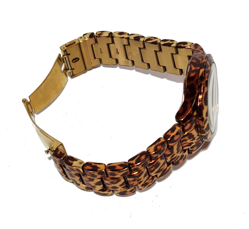 GUESS Leopard Print Gold Watch | Gently Used |