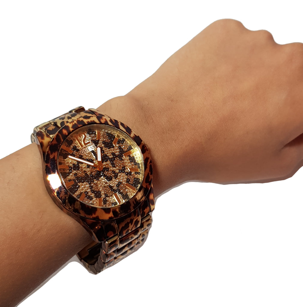GUESS Leopard Print Gold Watch | Gently Used |