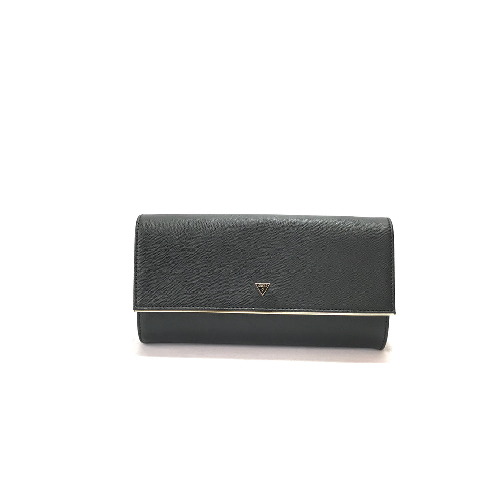 GUESS Black Textured Leather Clutch | Gently Used |