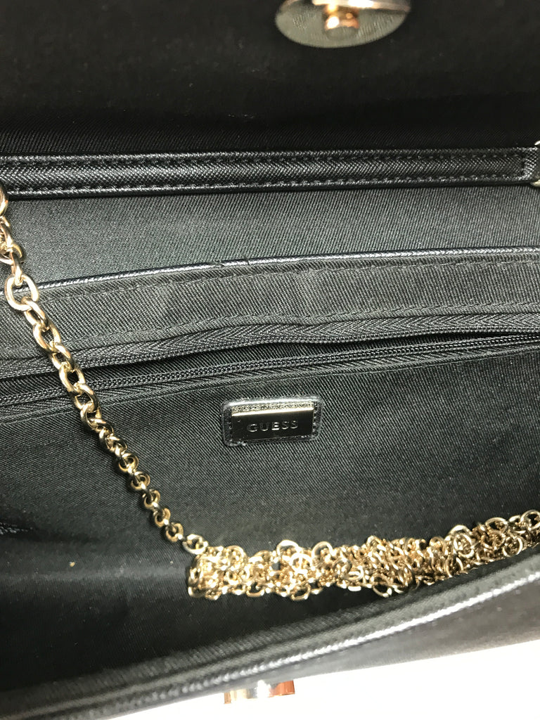 GUESS Black Textured Leather Clutch | Gently Used |