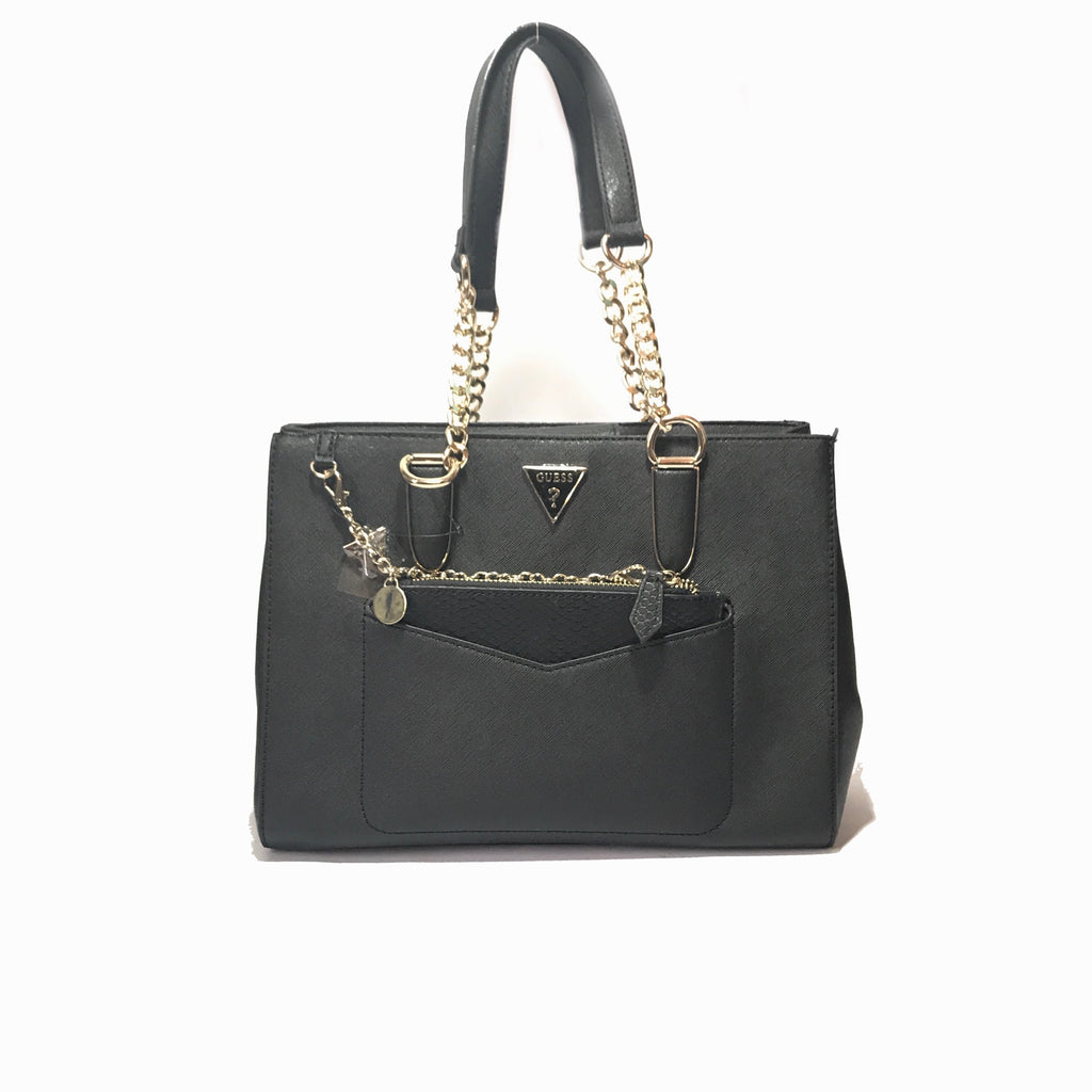 Guess Black Leather with Gold Chain Shoulder Bag Brand New
