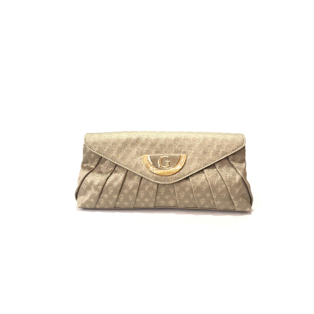 Guess Monogram Fabric Gold & Silver Clutch  | Like New |