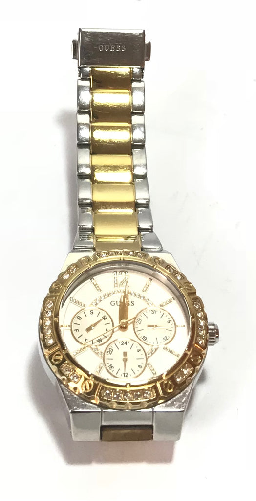 GUESS Gold & Silver Rhinestone Watch | Gently Used |