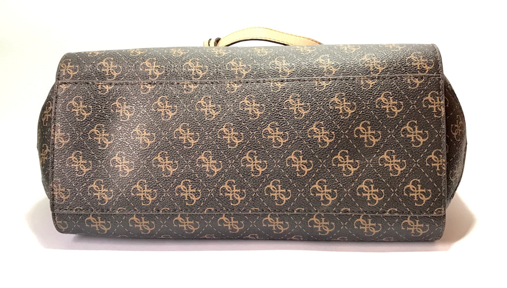 Guess Monogram Coated Canvas Brown Tote | Gently Used |