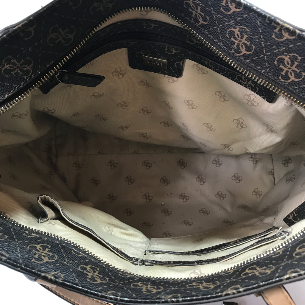 Guess Monogram Coated Canvas Brown Tote | Gently Used |