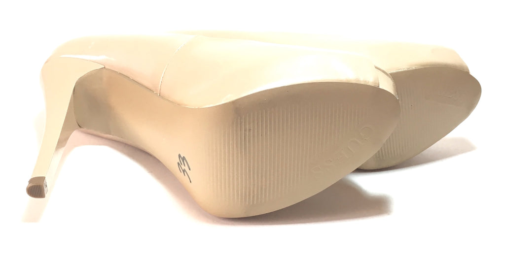 GUESS Nude Patent Leather Peep-toe Platform Heels | Like New |