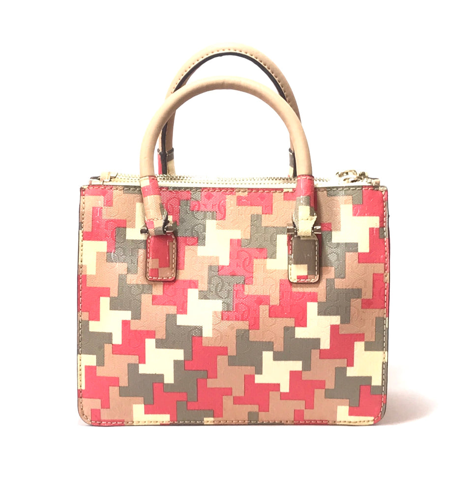 GUESS Puzzle Print Tricolor Leather Tote | Gently Used |
