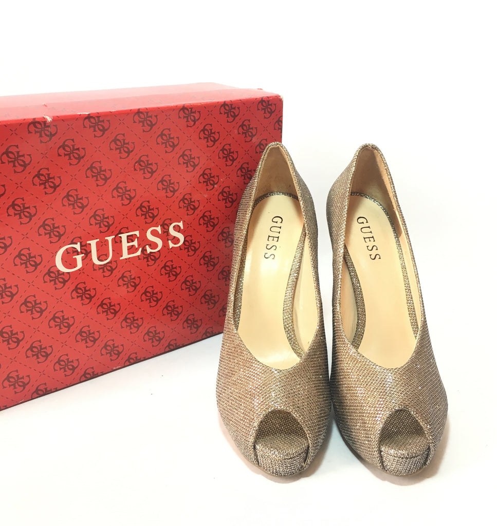GUESS Metallic Silver/ Gold Peep-toe Pumps | Gently Used |